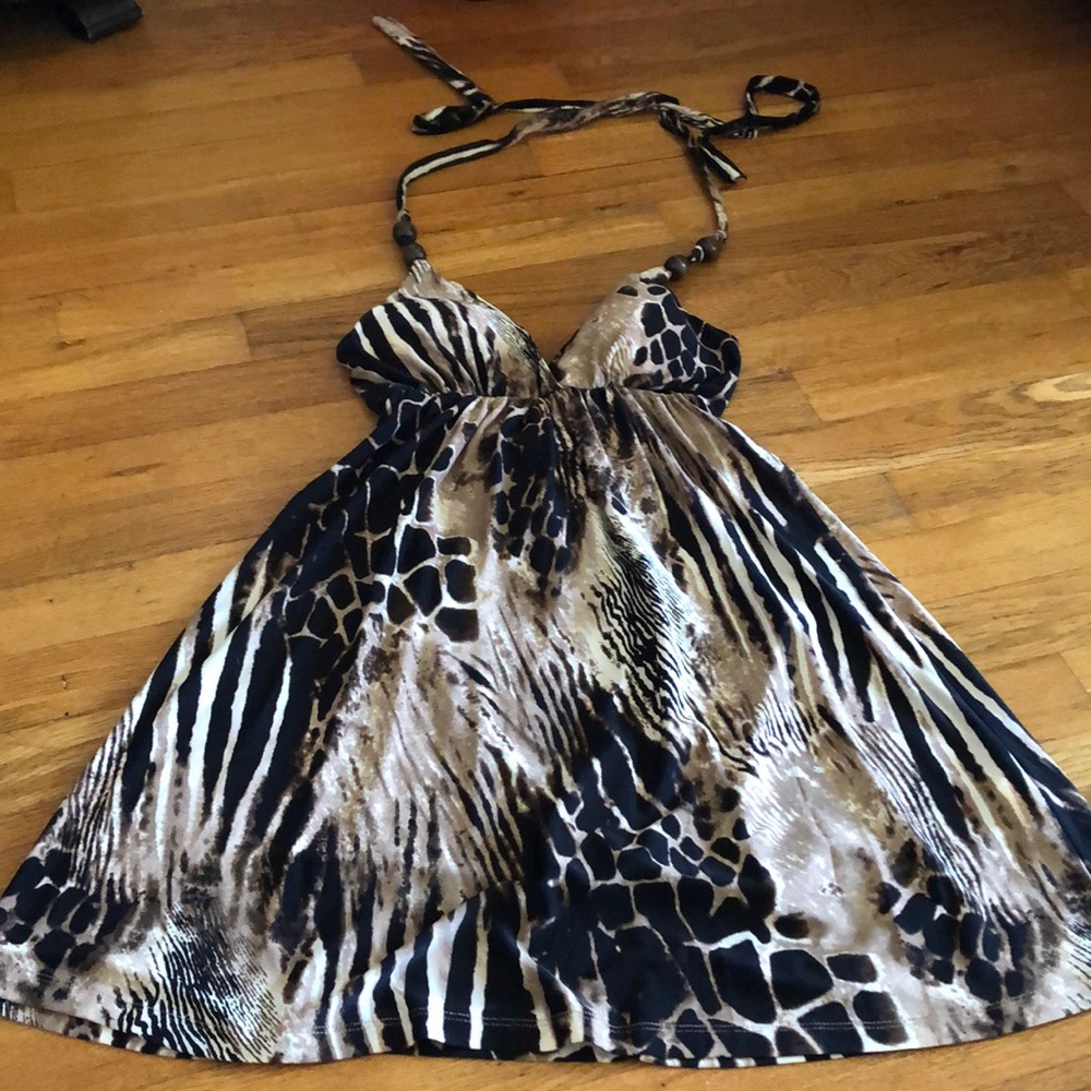 Haltered patterned dress
